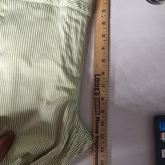 Talbots Women’s Size 4 Lime Green White Striped Cropped Pants Cuffed Crop - Picture 4 of 7